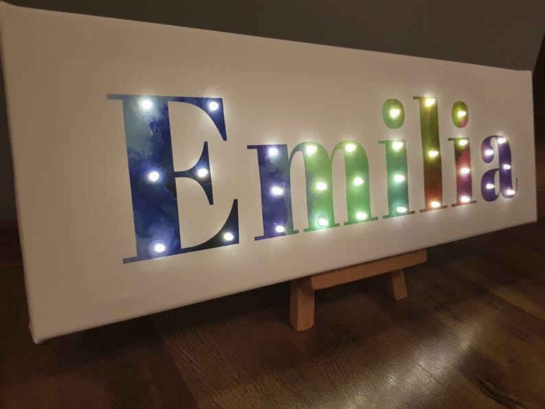 Lighted name sign Rainbow wall art Light up name Light up