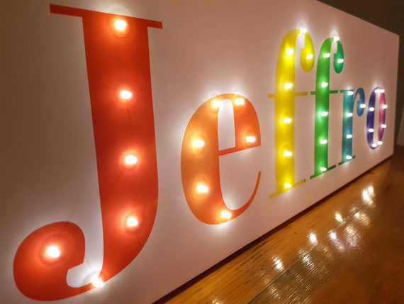 Girls Bedroom Rainbow Decor Marquee Letters Neon Light Sign Etsy
