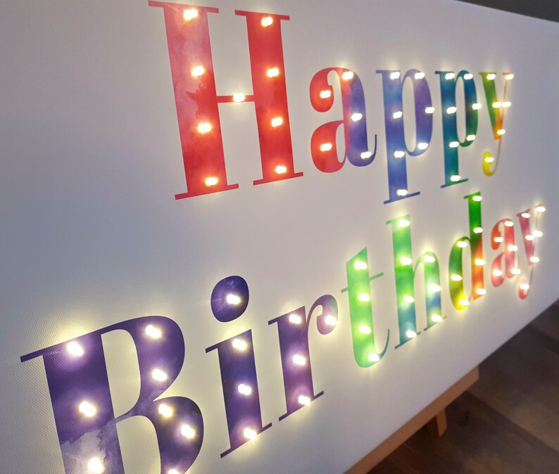 Happy Birthday LED Sign Rainbow Party Decor Birthday Gift Etsy UK