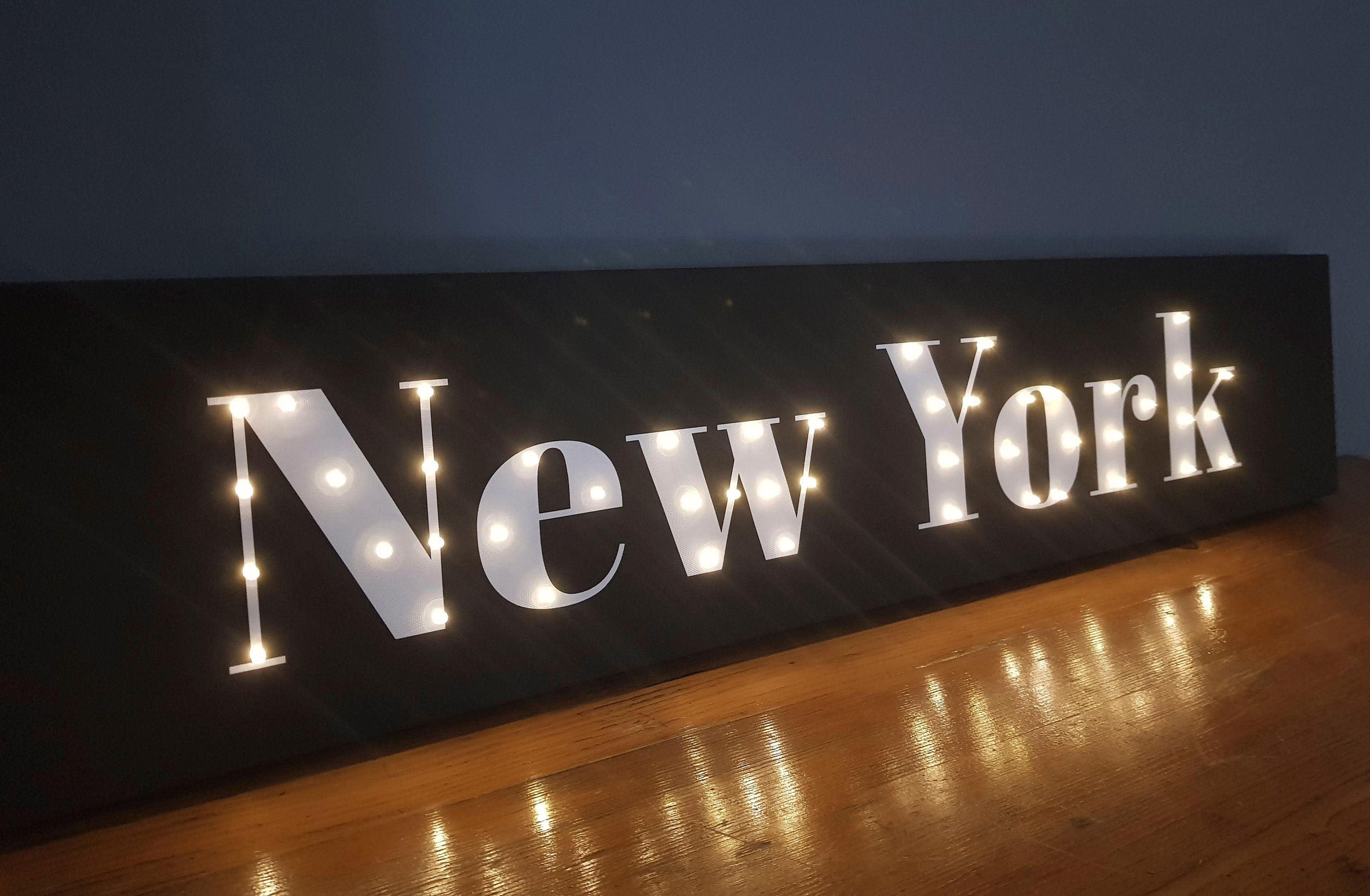 New York led sign New York canvas sign New York Led lights Etsy