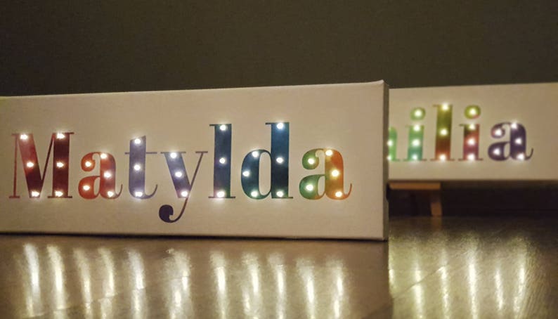 Lighted name sign Rainbow wall art Light up name Light up