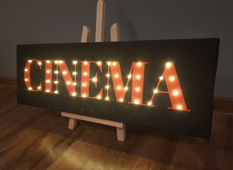 Cinema sign Cinema decor Marquee letters Light up sign Etsy