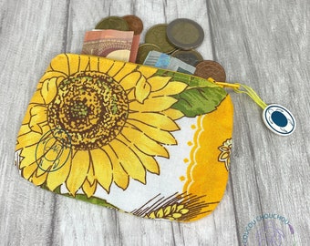 petit porte-monnaie, rangement pratique des médicaments, joli motif de tournesol, idée cadeau d'anniversaire