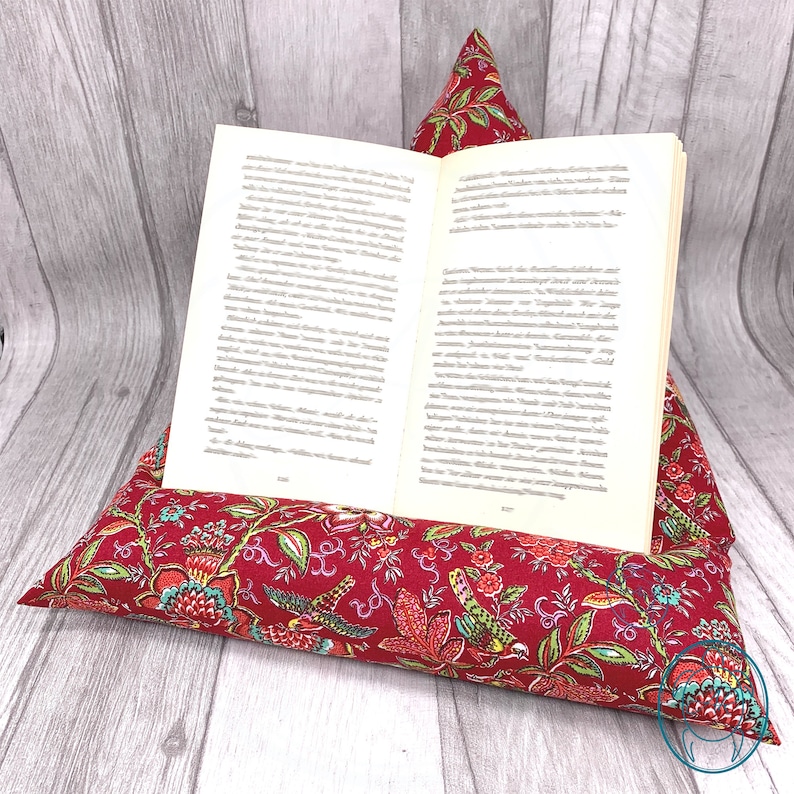 special reading pillow, floral tablet pillow, bookend for bookworms, gift idea for Easter, product of Provence image 1