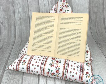 coussin de lecture fleuri, porte tablette à motif floral, idée cadeau pratique, produit de Provence