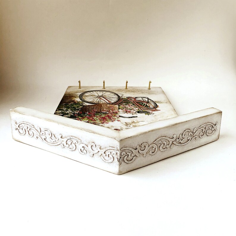 Floral Bike Key Holder for Wall Wooden Entryway Key Hanger Etsy