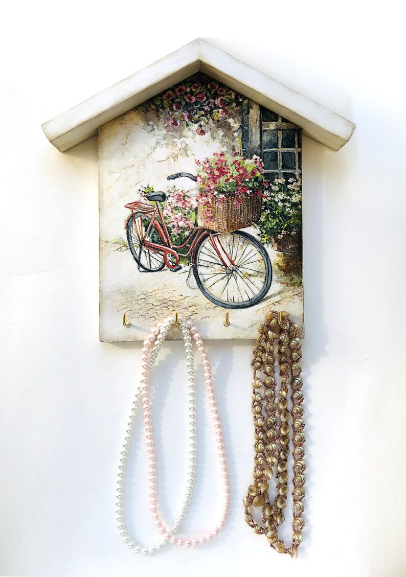 Floral Bike Key Holder for Wall Wooden Entryway Key Hanger Etsy