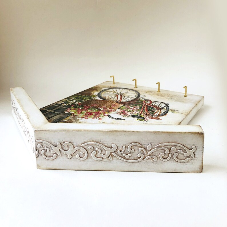 Floral Bike Key Holder for Wall Wooden Entryway Key Hanger Etsy