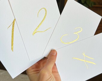 Gold Table Numbers, Table Numbers Gold, Wedding Table Numbers Gold, Table Number Signs, Table Number Cards, Metallic Gold Table Numbers