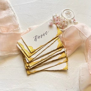 Wedding Place Cards. Place Cards with Gold Accent. Black and image 1