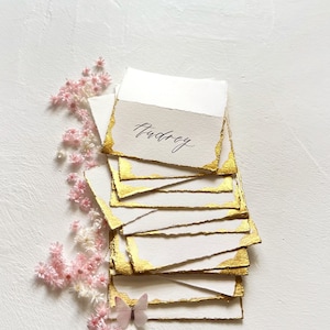 Tented Place Cards, Wedding Place Cards, Wedding Name Cards, Name Cards Wedding, Name Place Cards, Place Cards Wedding, Hand Torn, Gold Foil