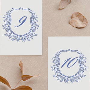 Digital Wedding Table Numbers, French Blue Toile Table Numbers, Blue Table Numbers, Wedding Table Number Instant Download, Table Card Signs