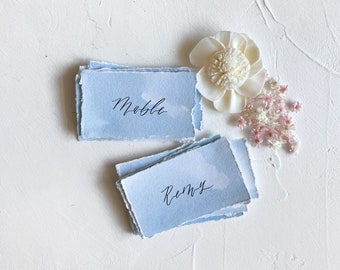 Wedding Place Cards, Name Cards Wedding, Place Cards Wedding, Wedding Name Cards, Name Place Cards, Blue Place Cards, Dusty Blue Wedding