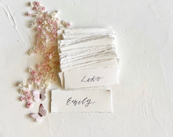 Wedding Place Cards, Wedding Name Cards, Name Cards Wedding, Name Place Cards, Place Cards Wedding, Wedding Escort Cards, Deckled Edge Paper