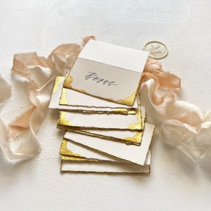 Tented Place Cards, Wedding Place Cards, Wedding Name Cards, Name Cards Wedding, Name Place Cards, Place Cards Wedding, Hand Torn, Gold Foil image 5