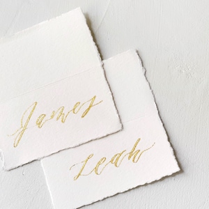 Wedding Place Cards, Tented Place Cards, Wedding Name Cards, Name Cards Wedding, Name Place Cards, Place Cards Wedding, Gold Foil, Hand Torn