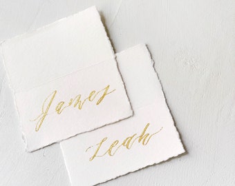 Wedding Place Cards, Tented Place Cards, Wedding Name Cards, Name Cards Wedding, Name Place Cards, Place Cards Wedding, Gold Foil, Hand Torn