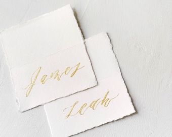 Wedding Place Cards, Tented Place Cards, Wedding Name Cards, Name Cards Wedding, Name Place Cards, Place Cards Wedding, Gold Foil, Hand Torn