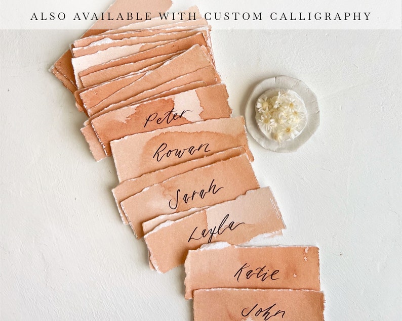 Wedding Place Cards, Name Cards Wedding, Place Cards Wedding, Wedding Name Cards, Name Place Cards, Terracotta Wedding, Deckled Edge Paper image 5