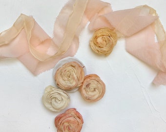 5 Pack Faux Flowers. Hand Dyed Artificial English Rose for Flat Lay Photography. Floral Styling Prop for Wedding Bouquet and Cake.
