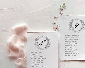 Wedding Seating Chart Template, Digital Wedding Seating Chart Cards, Monogram Seating Chart, Editable Seating Chart Template, Wedding Crest
