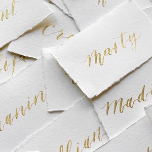 Wedding Place Cards, Gold Foil Place Cards, Wedding Name Cards, Name Cards Wedding, Name Place Cards, Place Cards Wedding, Deckle Edge Paper