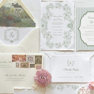 Garden Wedding Invitation Suite, Hand Drawn Wedding Invite, Greenery Wedding Invite, Romantic Garden Wedding Suite, Editable Canva Template