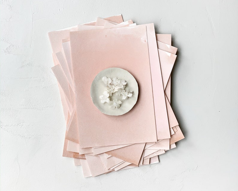 Blank Hand Dyed Paper. Blush Pink DIY Fine Art Stationery. Etsy