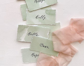 Wedding Place Cards, Name Cards Wedding, Place Cards Wedding, Wedding Name Cards, Name Place Cards, Green Place Cards, Sage Green Wedding