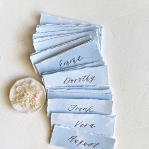 Wedding Place Cards, Name Cards Wedding, Place Cards Wedding, Wedding Name Cards, Name Place Cards, Blue Place Cards, Dusty Blue Wedding