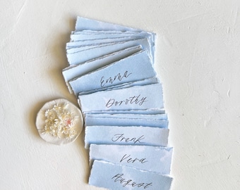 Wedding Place Cards, Name Cards Wedding, Place Cards Wedding, Wedding Name Cards, Name Place Cards, Blue Place Cards, Dusty Blue Wedding