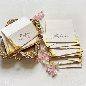 Tented Place Cards, Wedding Place Cards, Wedding Name Cards, Name Cards Wedding, Name Place Cards, Place Cards Wedding, Hand Torn, Gold Foil image 3