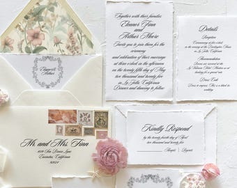 Formal Wedding Invitation Suite, Scripted Wedding Invite, Classic Wedding Invite and RSVP, Elegant Editable Canva Invitation Template