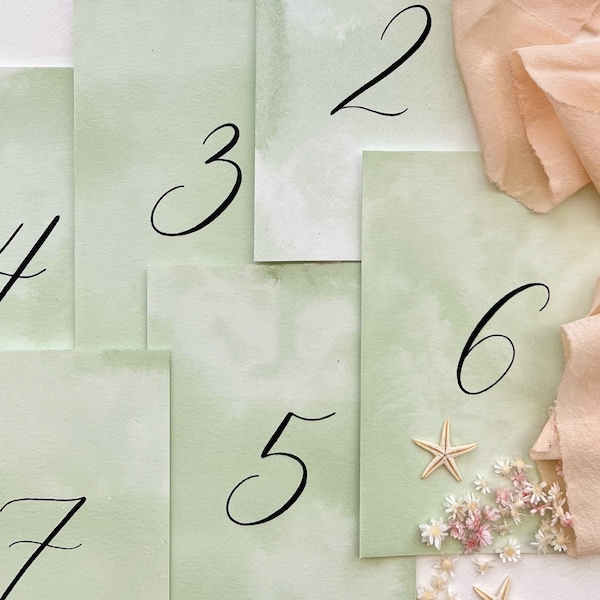 Wedding Table Numbers, Table Number Signs, Wedding Table Decor, Modern Wedding Table Numbers, Wedding Table Signs, Sage Green Table Numbers