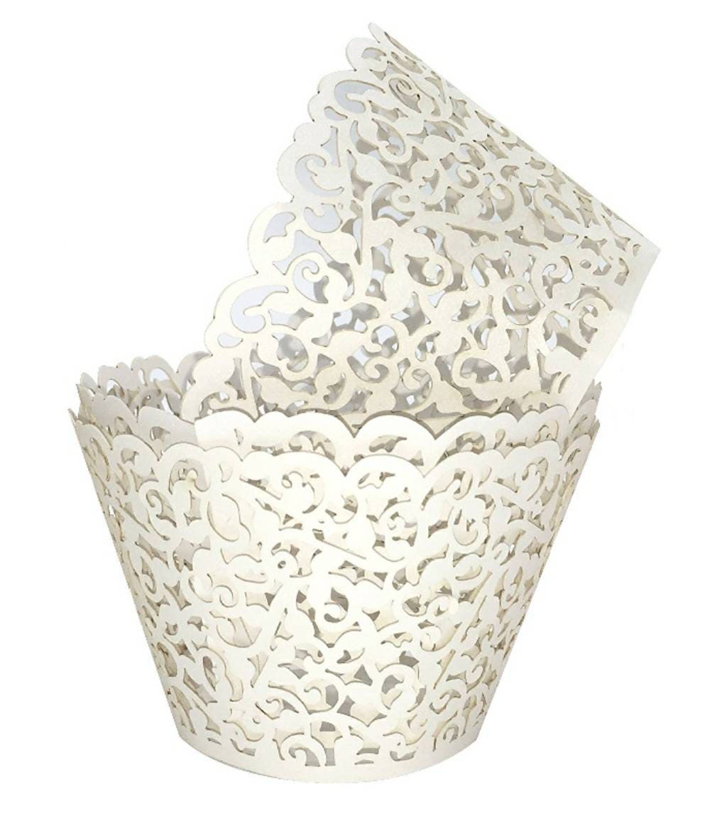 Valentines Creamy White Lace Cupcake Liners Lasercut Cupcake Etsy