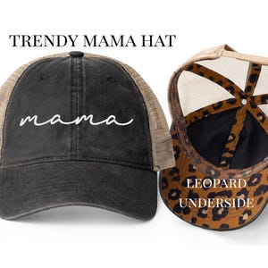 Boné estilo caminhoneiro para mães | Boné com estampa de leopardo na parte inferior | Boné moderno para mães | Boné de beisebol neutro | Presente para mães | Boné fofo para o dia a dia