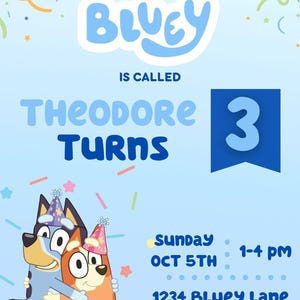 Bluey Birthday Invitation | Birthday Invitation | Bluey Invitation | Editable Printable Bluey Invitation Birthday Template