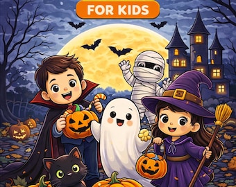 30 páginas para colorear de Halloween para niños: Actividad imprimible espeluznante (descarga digital)