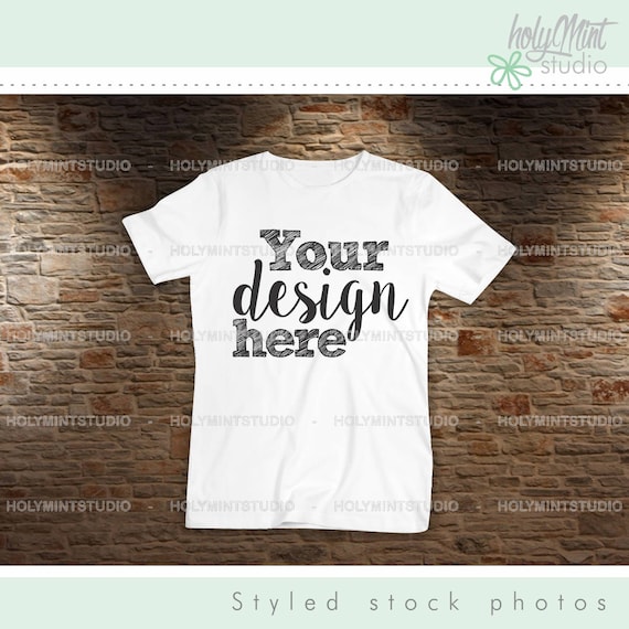 Download Free T Shirt Mockup Brick Background Mock Up PSD Mockup Template