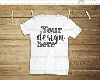 Download Free T Shirt Mockup Shirt Wood Background Mockup Digital Background Custom Design Background White Shirt Styled Photo Mock Up Download Free Design Packaging Mockups PSD Mockup Template