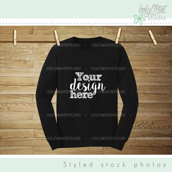 Download Long Sleeve Black Shirt Mockup T Shirt Mockup Clothing Etsy
