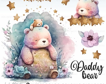 Teddy Bear Clipart, Bear Vector, Family Clipart, Father's Day Clipart, Father and Son, Bear Clip Art, Father Clipart, Family Graphics