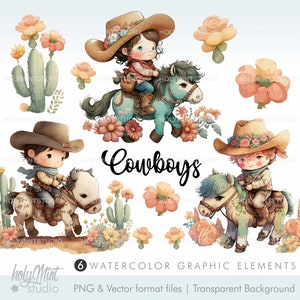 Watercolor Cowboys Clipart, Cowgirl Clipart, Cowboy Clip Art, Wild West Clipart, Sheriff Clipart, Watercolor Western Clipart, Western Cowboy