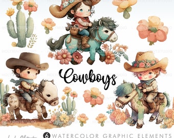 Watercolor Cowboys Clipart, Cowgirl Clipart, Cowboy Clip Art, Wild West Clipart, Sheriff Clipart, Watercolor Western Clipart, Western Cowboy