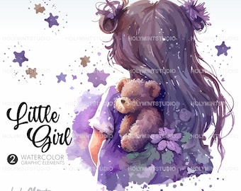 Girl Clipart, Watercolor Girl, COMMERICIAL USE, Spring Clipart, Watercolor Spring, Spring Graphics, Girl Images, Vector Clipart, Spring