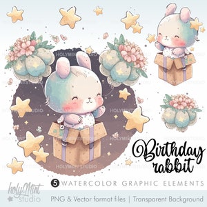 Birthday Clipart Vector, Birthday Graphics, Birthday Clip Art, Birthday Bunny Clipart, Bunny Clipart, Bunnies Clipart, Anniversary Clipart