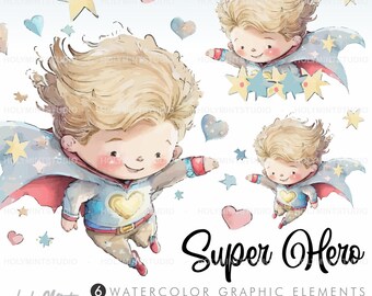 Superhero Clipart, Superhero Watercolor Clipart, Kids Clipart, Superhero Vector, Superhero PNG, Superhero Comic, Superhero Designs, Boy