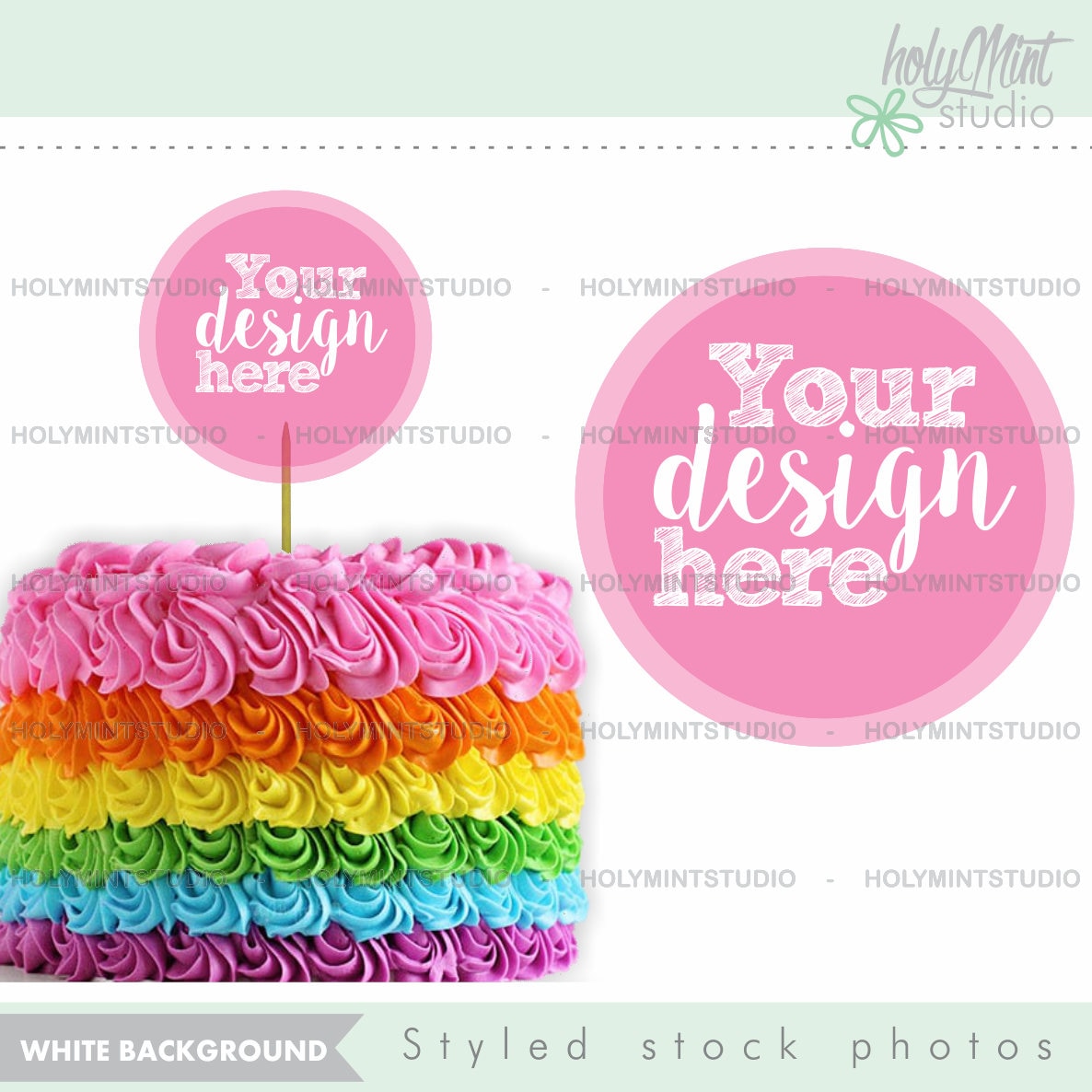 Cake Mock Up Birthday Cake Mockup Rainbow Cake Mock Up ...