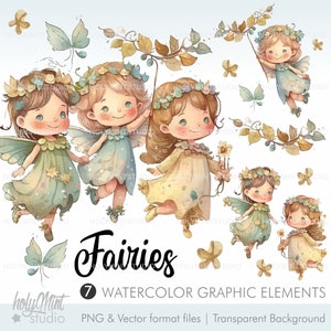 Watercolor Fairies Clipart Vector, Fairies Clipart, Fairy Tale Clipart, Fairy Clipart, Fairies Clip Art, Fairies Graphics, Spring Fairies