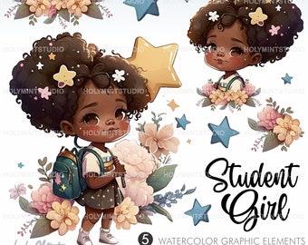 School Clipart, Student Clipart, Student Girl Clipart, Schoolgirl Clipart, Back to School, School PNG, COMMERCIAL USE, College Clipart, Girl